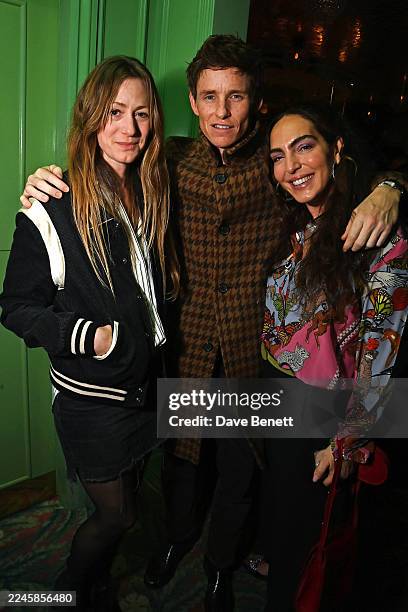 Hannah Redmayne, Eddie Redmayne and Andrea Gelardin attend Broadwick Soho's 2nd Birthday Party on the Flute Rooftop, Broadwick Soho, on November 12,...
