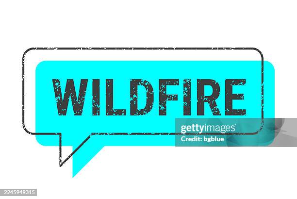 wildfire - blue grunge speech bubble on blank background. - forest fire stock illustrations