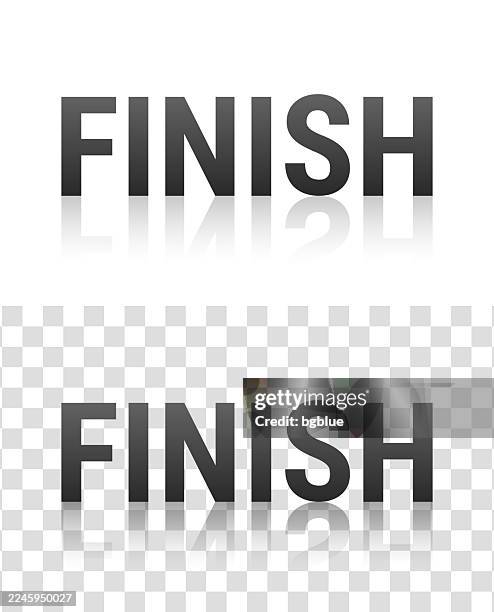 finish - text with reflection on transparent background - old mirror stock illustrations