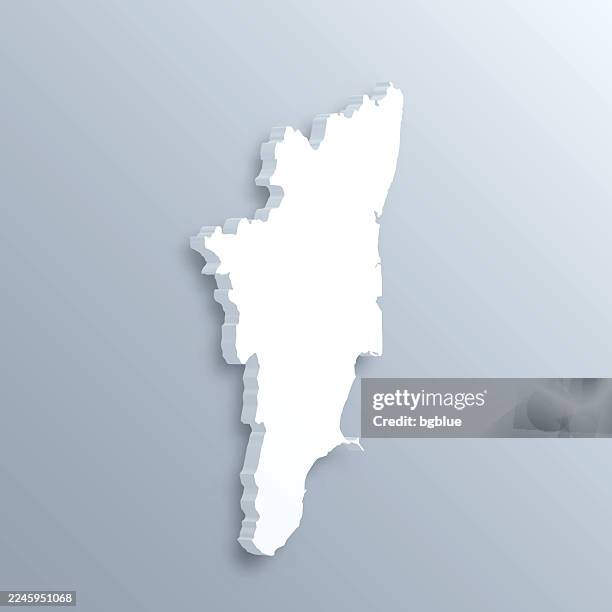 tamil nadu 3d map on gray background - chennai vector stock illustrations