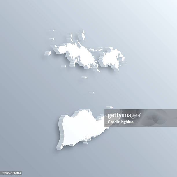 u.s. virgin islands 3d map on gray background - saint thomas stock illustrations