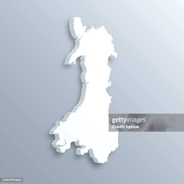 wales 3d map on gray background - cardiff stock illustrations