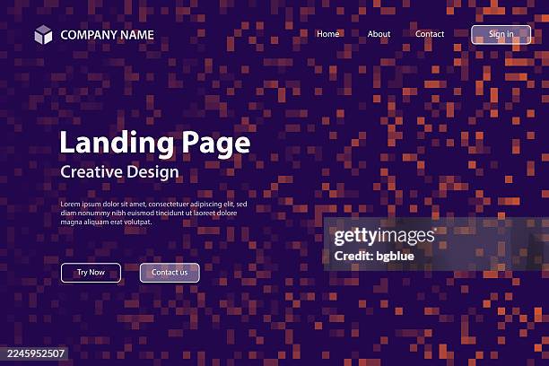 landing page template - abstract pixel background with red gradient - trendy background - landing page stock illustrations