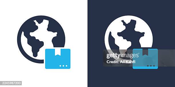 global delivery glyph solid icon. solid icon that can be applied anywhere, simple, pixel perfect and modern style. - taking inventory stock illustrations