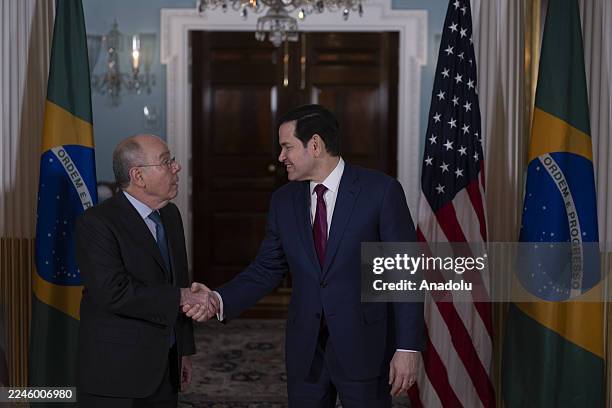Secretary of State Marco Rubio meets with Minister of Foreign Affairs of Brazil Mauro Vieira at the Department of State in Washington, United States...