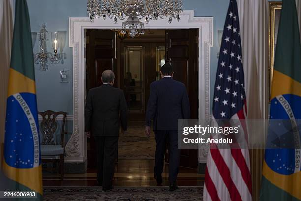 Secretary of State Marco Rubio meets with Minister of Foreign Affairs of Brazil Mauro Vieira at the Department of State in Washington, United States...