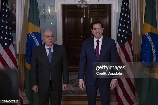 Secretary of State Marco Rubio meets with Minister of Foreign Affairs of Brazil Mauro Vieira at the Department of State in Washington, United States...