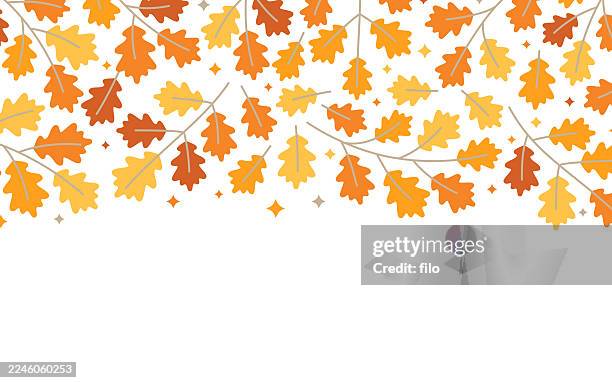 oak autumn fall leaves abstract background frame border edge - tree leaf pattern stock illustrations