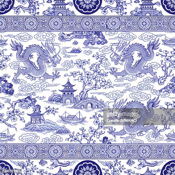 Blue and White Dynasty: Seamless Porcelain Pattern