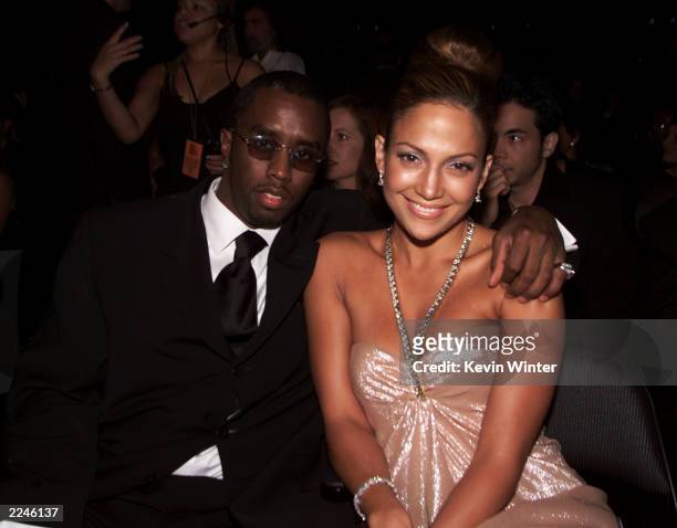 Sean 'Puffy' Combs with Jennifer Lopez in the audience at the 1st Annual Latin Grammy Awards broadcast on Wednesday, September 13, 2000 at the...