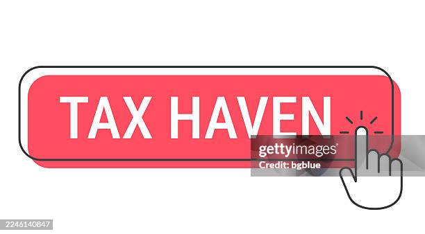 tax haven - click button with hand cursor on white background - hands sheltering stock illustrations