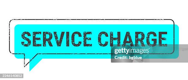illustrations, cliparts, dessins animés et icônes de frais de service - bulle de dialogue grunge bleu sur fond vierge. - vintage logo rectangle