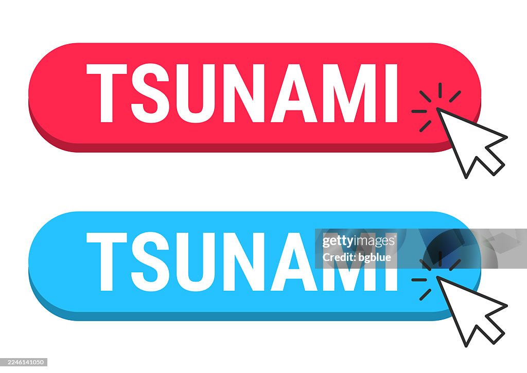 Tsunami - Red and Blue buttons with cursor on white background