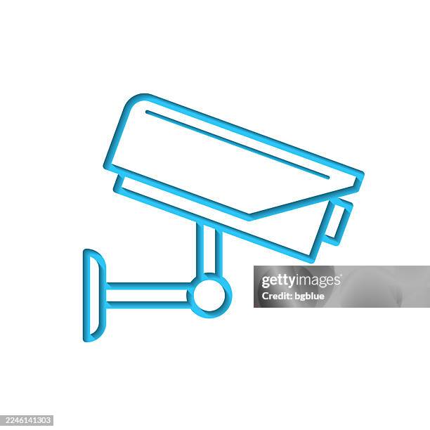 cctv - security camera. icon cut out on white paper with blue background - security camera isolated stock illustrations