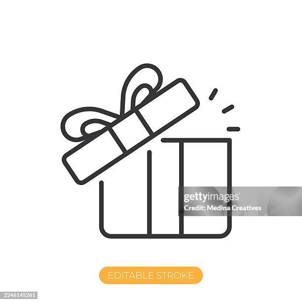 open gift icon. editable stroke thin line icon - call out shape stock illustrations