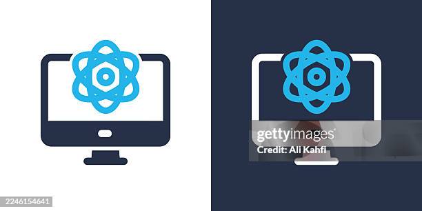 quantum computing glyph solid icon. solid icon that can be applied anywhere, simple, pixel perfect and modern style. - quantum computing stock illustrations