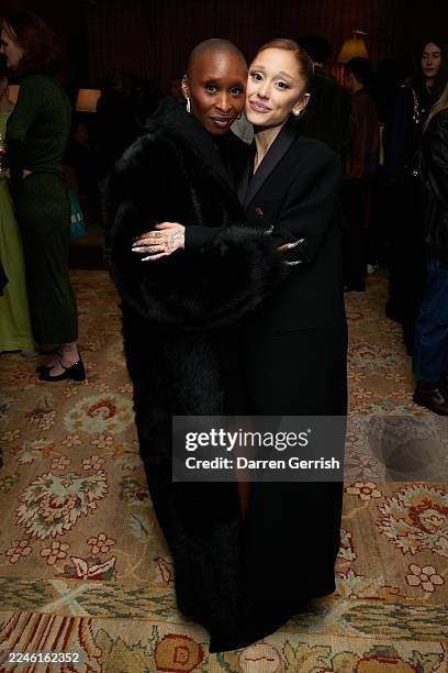 Cynthia Erivo and Ariana Grande attend a special screening and reception of Wicked: For Good at Soho House on November 09, 2025 in London, England.