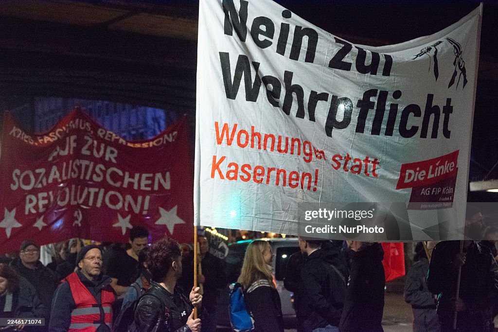 Protest Against Compulsory Military Recruitment In Cologne