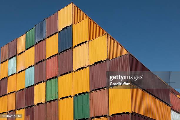 many stacked freight container - multiple priorities stock pictures, royalty-free photos & images