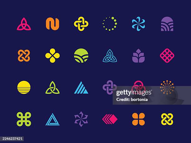 geometric design element colour shapes icon set - double identity stock illustrations