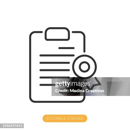 Certificate icon. Editable stroke thin line icon Certificate icon. Editable stroke thin line icon