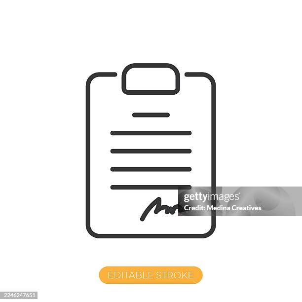 contract icon. editable stroke thin line icon - contracting stock illustrations