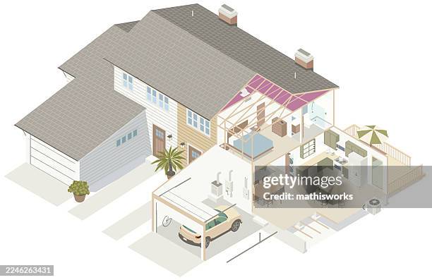 duet home cutaway - duplex stock illustrations