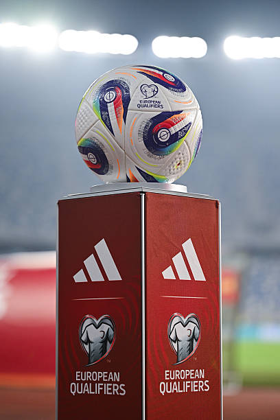 Match ball is displayed priot to the FIFA World Cup 2026 qualifier match between Georgia and Spain at Dinamo Arena on November 15, 2025 in Tbilisi,...