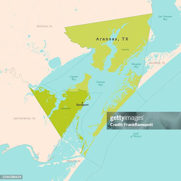tx aransas county vector map green - aransas national wildlife refuge stock illustrations