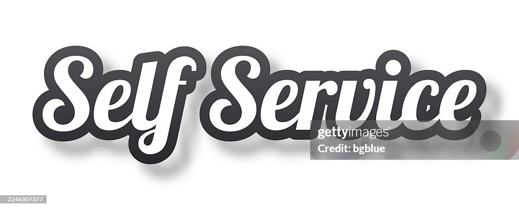 Self Service - 3D Text with shadow on white background