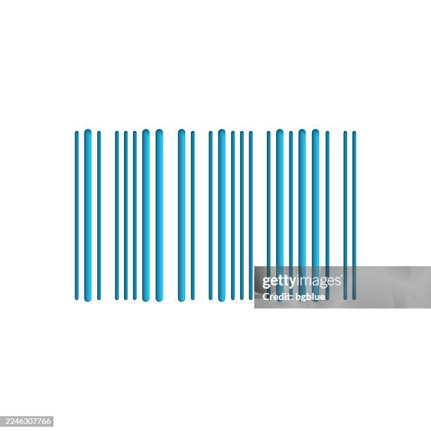 bar code. icon cut out on white paper with blue background - scan barcode stock illustrations