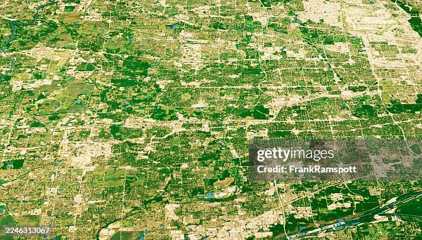 dupage county il satellite landscape view 3d render color - naperville stock pictures, royalty-free photos & images