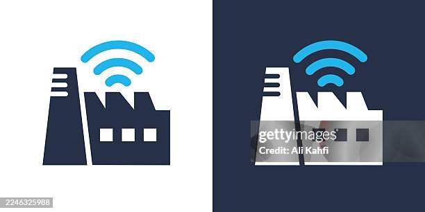 smart factory glyph solid icon. solid icon that can be applied anywhere, simple, pixel perfect and modern style. - distribution centre robot stock illustrations