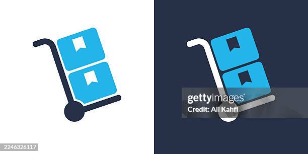 goods glyph solid icon. solid icon that can be applied anywhere, simple, pixel perfect and modern style. - warehouse robots stock illustrations