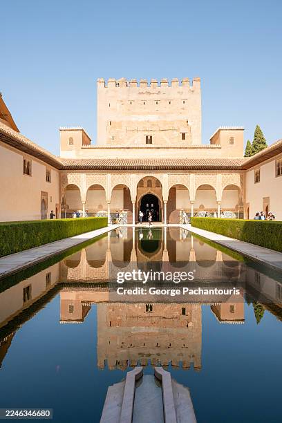 patio with water at the nasrid palace in alhambra, spain - andalusia stock pictures, royalty-free photos & images