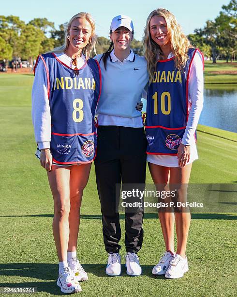 Professional basketball players Sophie Cunningham, Caitlin Clark, and Lexie Hull pose for a photo prior to The ANNIKA driven by Gainbridge at Pelican...