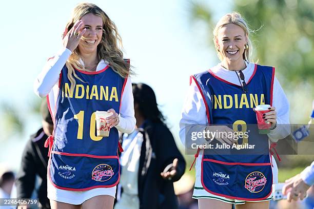 Professional basketball player Lexie Hull and Sophie Cunningham of the Indiana Fever look on prior to The ANNIKA driven by Gainbridge at Pelican 2025...