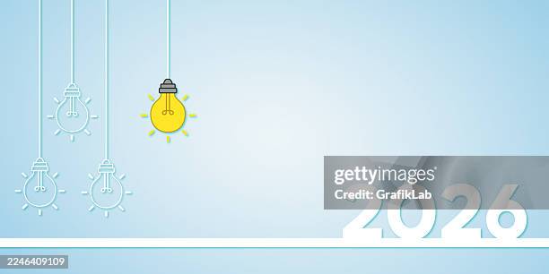hanging light bulbs with glowing idea for 2026 - edison light bulbs stock illustrations