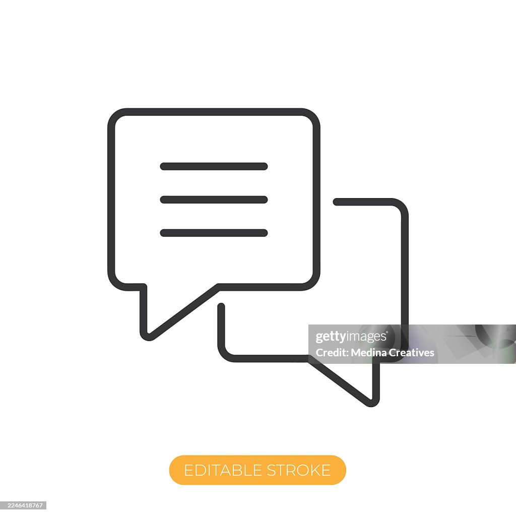 Chat-Symbol. Bearbeitbares Symbol für dünne Linien mit Strich