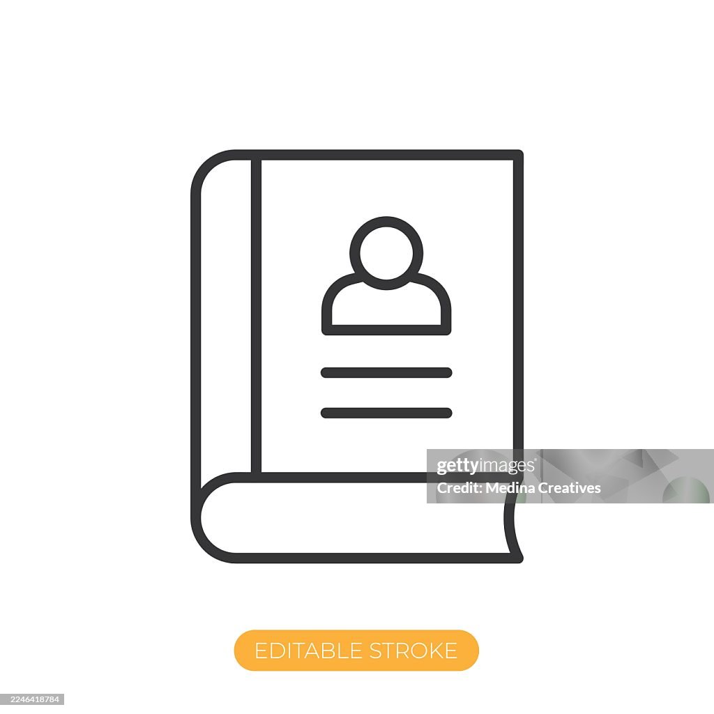 Contact book icon. Editable stroke thin line icon