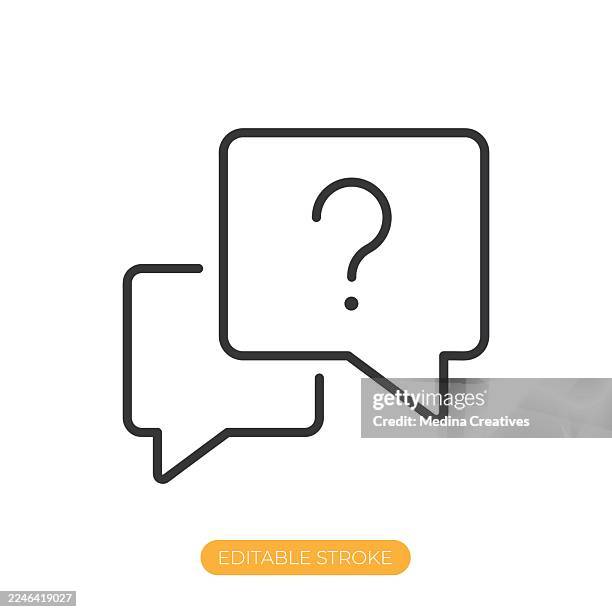 question icon. editable stroke thin line icon - asking stock illustrations