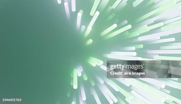 abstract green light lines projecting exploding energy - data explosion stock pictures, royalty-free photos & images