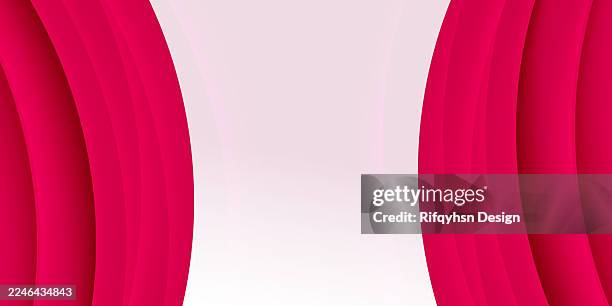 abstract red and white curve wave layered papercut background with blank space design. modern futuristic background - smoke stream stock illustrations