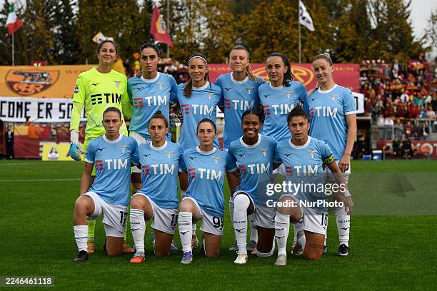 The formation of S.S. Lazio Women takes place during the Serie A Women's match between A.S. Roma and S.S. Lazio at the Tre Fontane Stadium in Rome,...