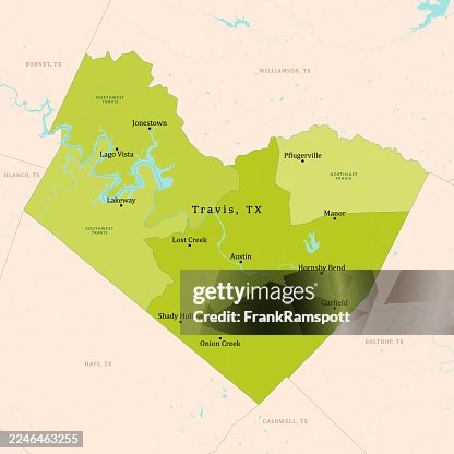 TX Travis County Vector Map Green TX Travis County Vector Map Green