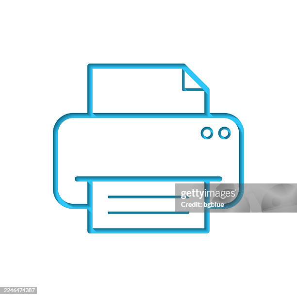 printer. icon cut out on white paper with blue background - laser scanning vector stock illustrations