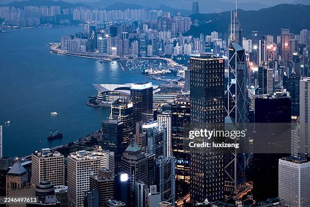 hong kong victoria harbor - central district hong kong stock pictures, royalty-free photos & images