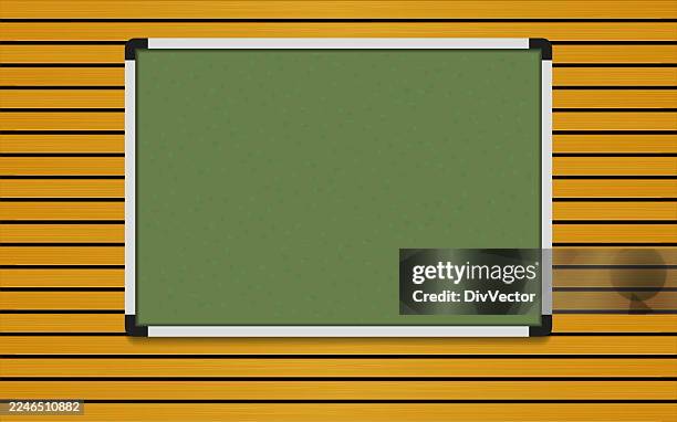 bulletin board on wooden panel background - wall panel stock illustrations