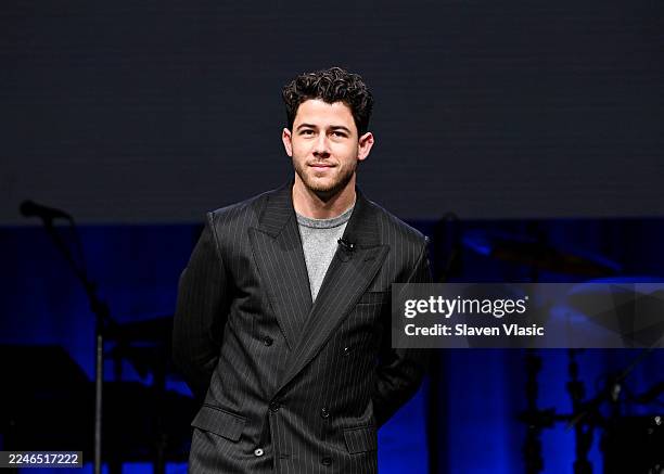 Nick Jonas speaks onstage during Beyond Limits, Beyond Type 1's 10th Anniversary Celebration With Co-Founders Nick Jonas and Juliet de Baubigny, OBE,...