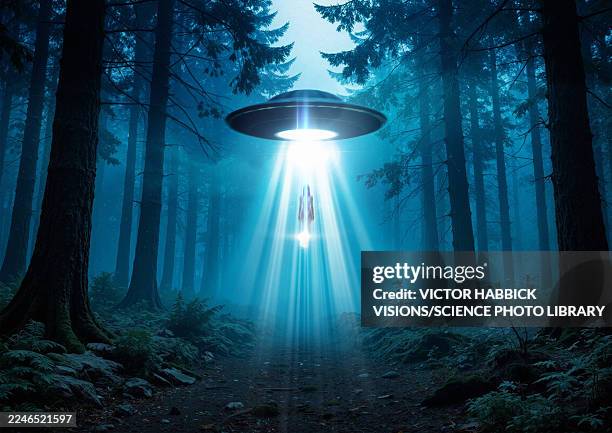 stockillustraties, clipart, cartoons en iconen met uap abducting person, illustration - ufo